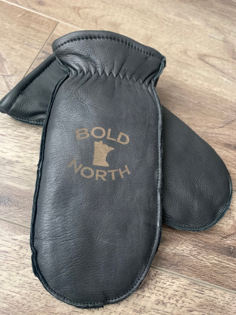 black leather chopper mitten with custom logo